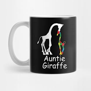 Womens Autism Auntie Giraffe Puzzle Piece Autism Awareness Mug